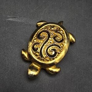 AAI Gold Tone Turtle Brooch VIntage Animal Reptile Jewelry